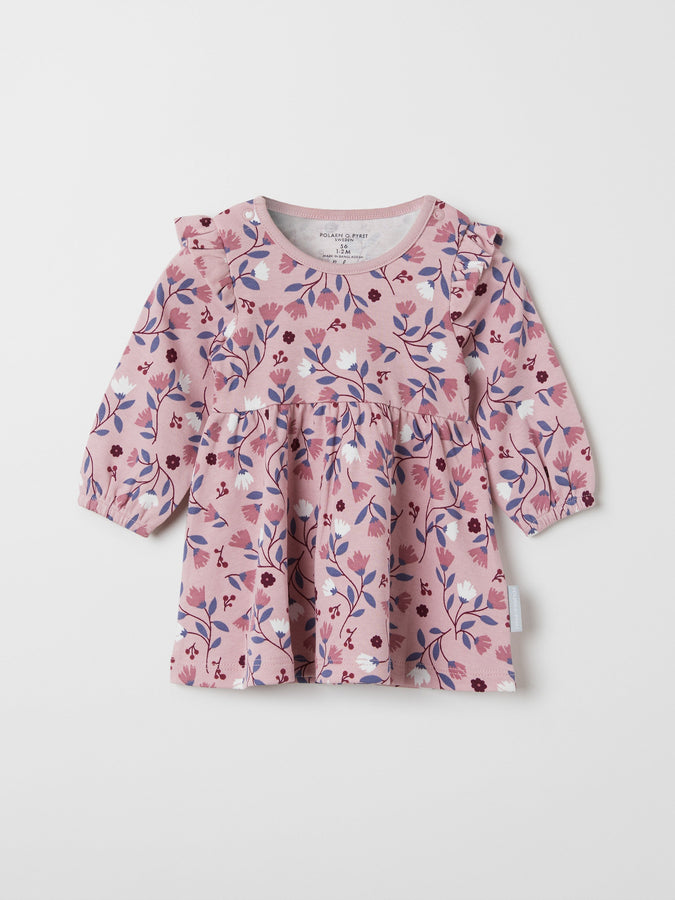 Organic Cotton Berry Print Baby Dress from the Polarn O. Pyret baby collection. Clothes made using sustainably sourced materials.