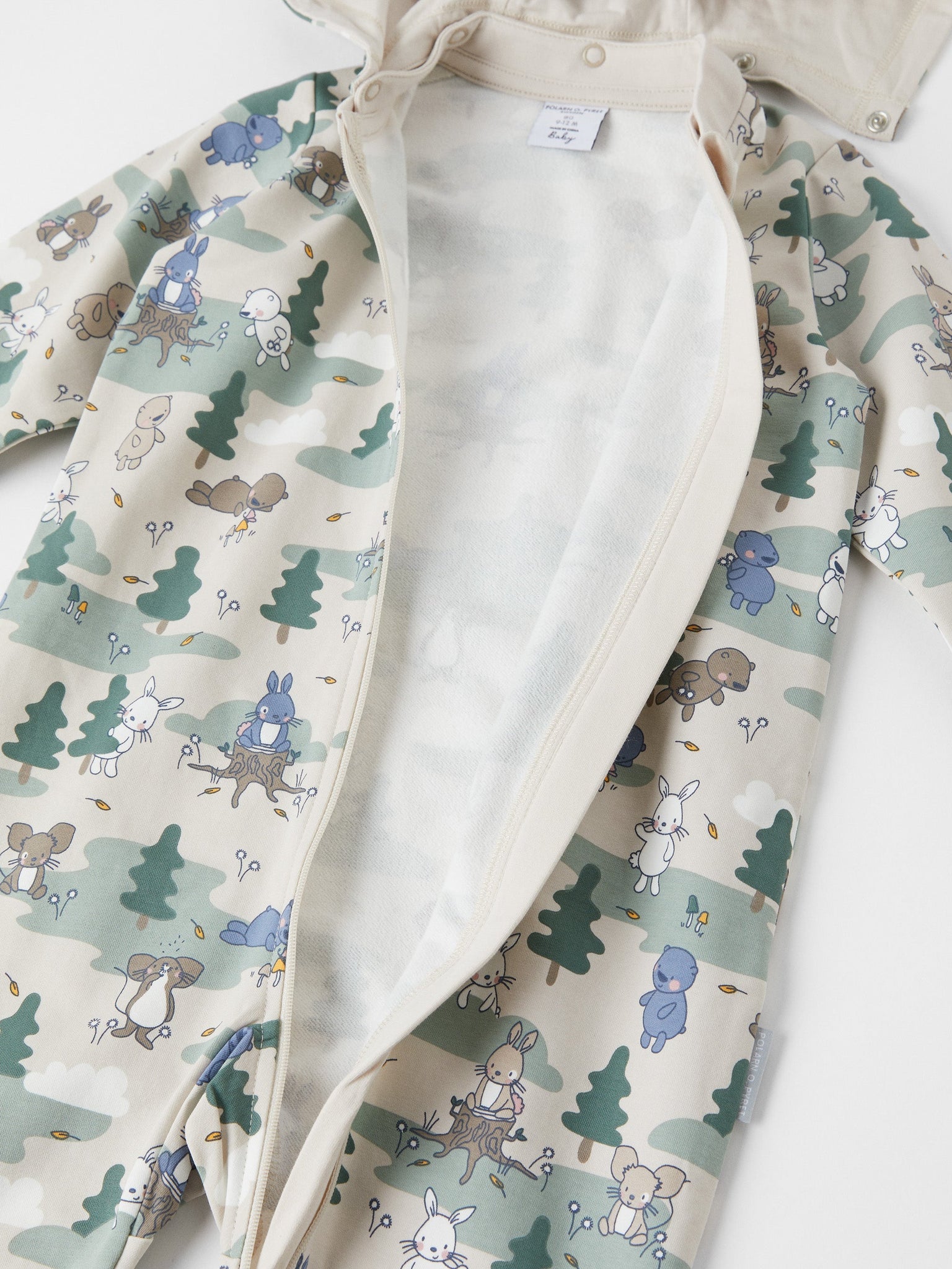 Forest Print Cotton Baby All-In-One from the Polarn O. Pyret baby collection. The best ethical baby clothes