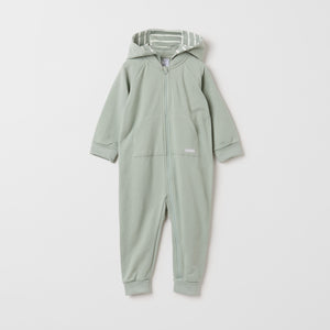 Green Organic Cotton Baby All-In-One from the Polarn O. Pyret baby collection. Nordic baby clothes made from sustainable sources.