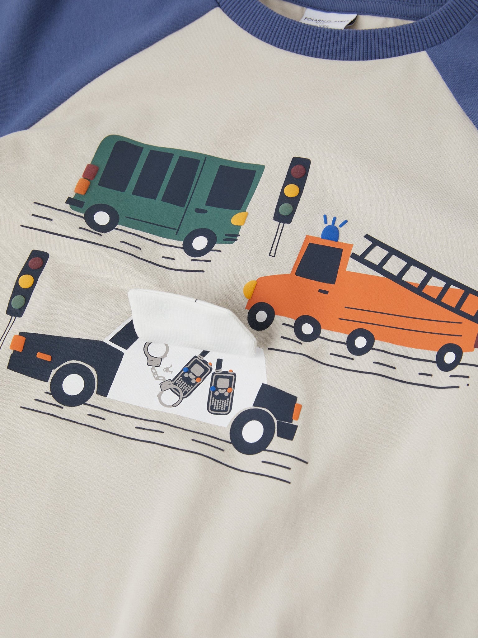 White Car Print Kids Top from the Polarn O. Pyret kidswear collection. Ethically produced kids clothing.