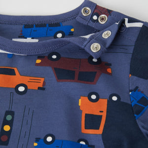 Blue Car Print Kids Top from the Polarn O. Pyret kidswear collection. Clothes made using sustainably sourced materials.