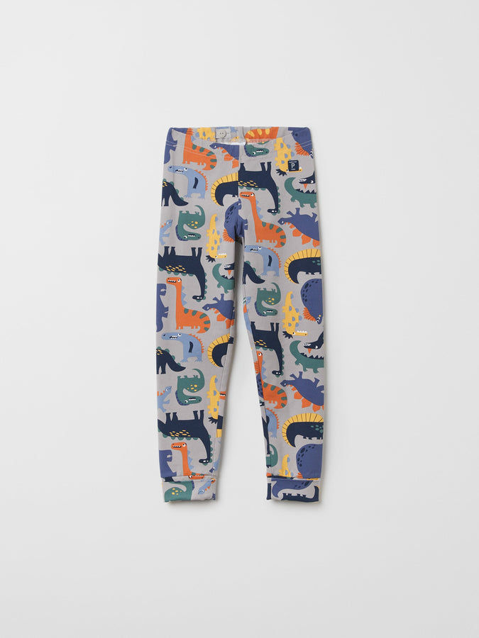 Organic Cotton Dinosaur Kids Leggings from the Polarn O. Pyret kidswear collection. Clothes made using sustainably sourced materials.