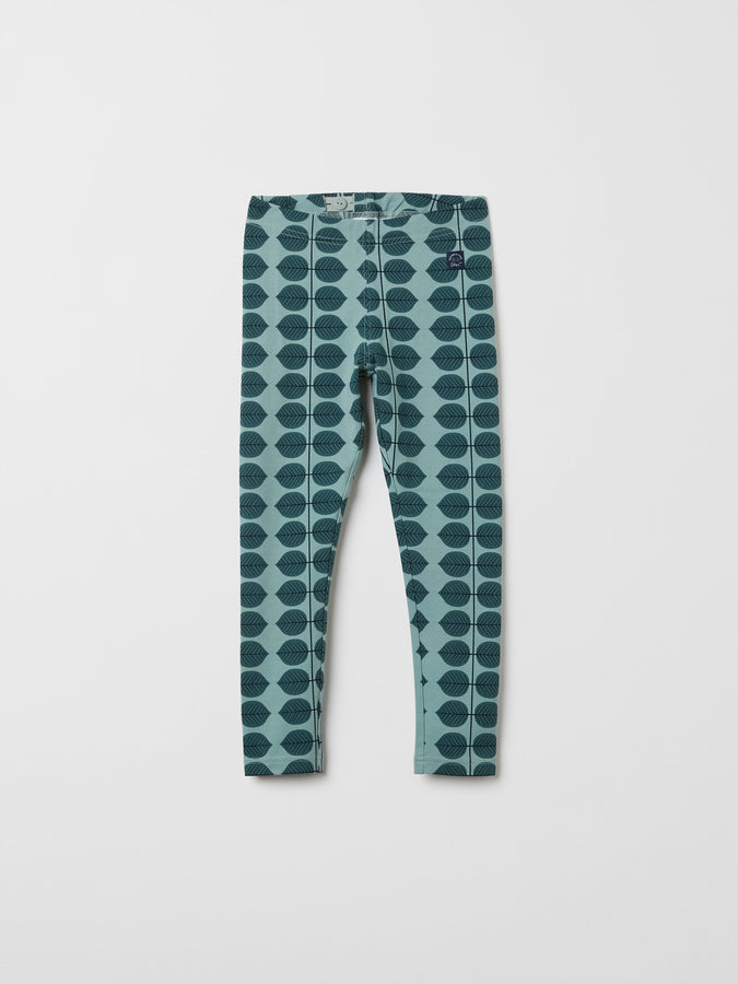 Scandi Cotton Kids Leggings Green from the Polarn O. Pyret kidswear collection. Clothes made using sustainably sourced materials.