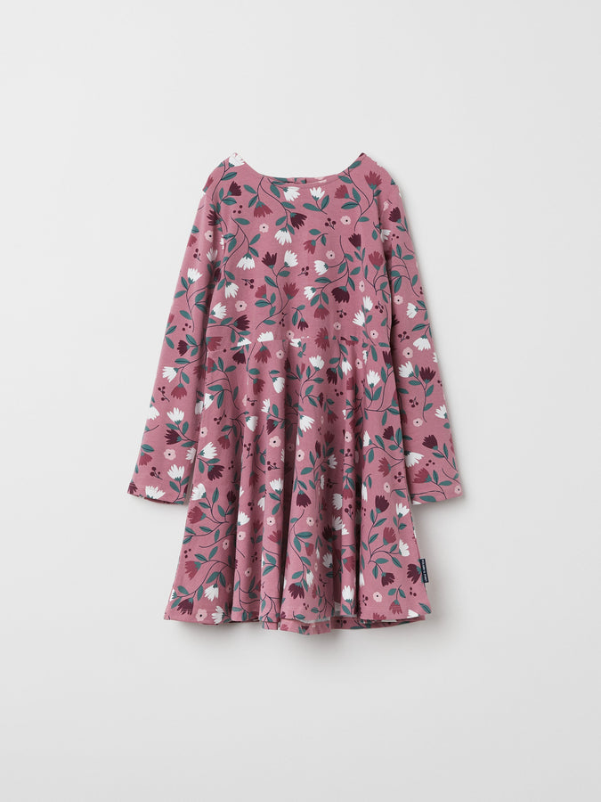 Organic Cotton Red Floral Kids Dress from the Polarn O. Pyret kidswear collection. Clothes made using sustainably sourced materials.
