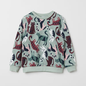 Cotton Cat Print Kids Sweatshirt from the Polarn O. Pyret kidswear collection. Nordic kids clothes made from sustainable sources.