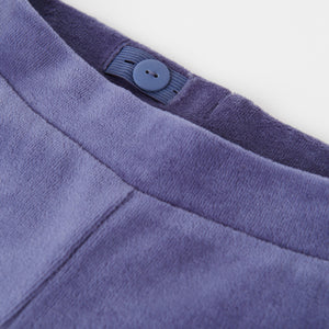 Cotton Blue Kids Velour Trousers from the Polarn O. Pyret kidswear collection. Ethically produced kids clothing.