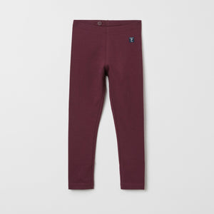 Organic Cotton Burgundy Kids Leggings from the Polarn O. Pyret kidswear collection. Nordic kids clothes made from sustainable sources.
