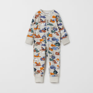 Animal Print Cotton Baby Sleepsuit from the Polarn O. Pyret baby collection. Nordic baby clothes made from sustainable sources.