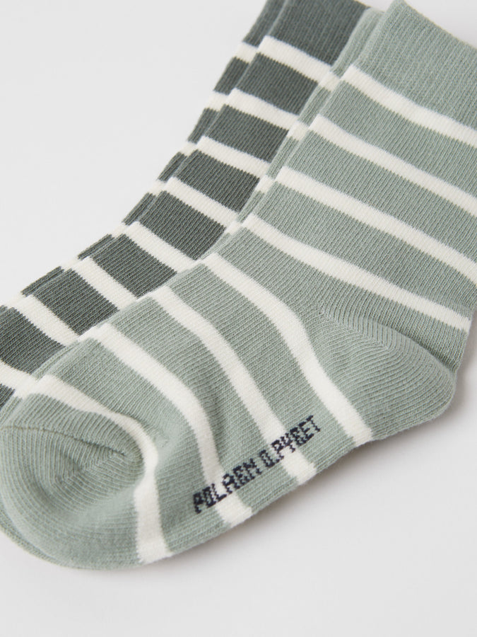 Striped Green Kids Socks Multipack from the Polarn O. Pyret kidswear collection. Nordic kids clothes made from sustainable sources.