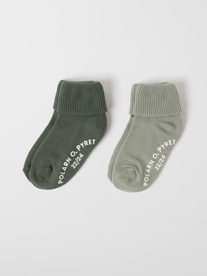 Green Antislip Kids Socks Multipack from the Polarn O. Pyret kidswear collection. Ethically produced kids clothing.