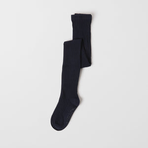 Cotton Ribbed Navy Kids Tights from the Polarn O. Pyret kidswear collection. The best ethical kids clothes
