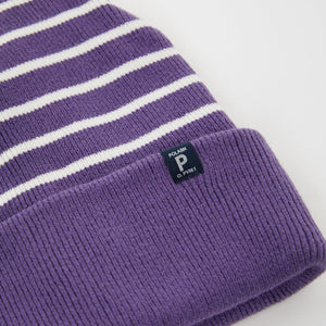 Ribbed Blue Kids Beanie Hat from the Polarn O. Pyret outerwear collection. The best ethical kids outerwear.