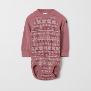 Merino Wool Pink Thermal Babygrow from the Polarn O. Pyret outerwear collection. Quality kids clothing made to last.