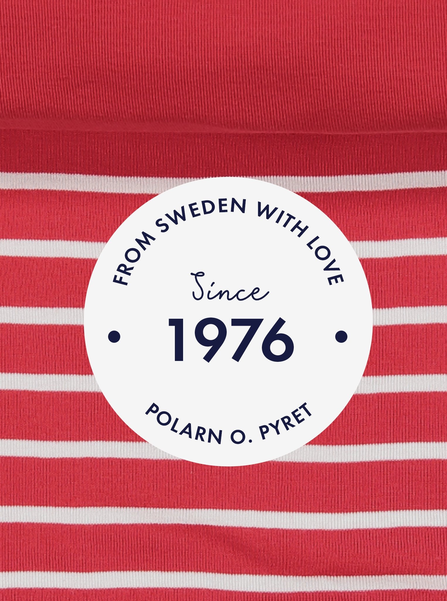 Polarn O. Pyret red and white pattern logo