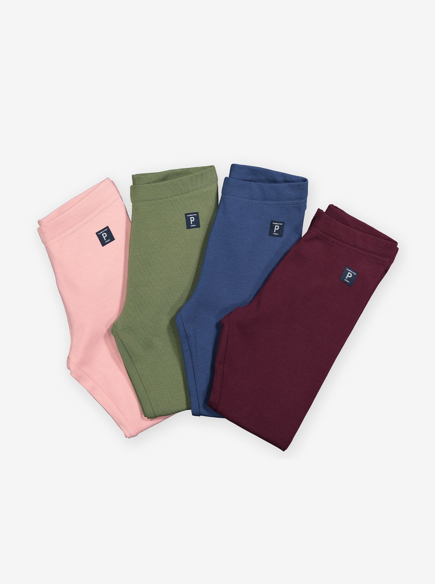 Kids leggings with a variety of colours such as pink, green, blue and maroon. Stays good as new even after multiple washes.