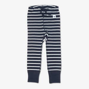 navy blue and white stripes kids leggings, ethical organic cotton, long lasting polarn o. pyret quality
