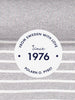PO.P 1976 logo in grey and white stripes