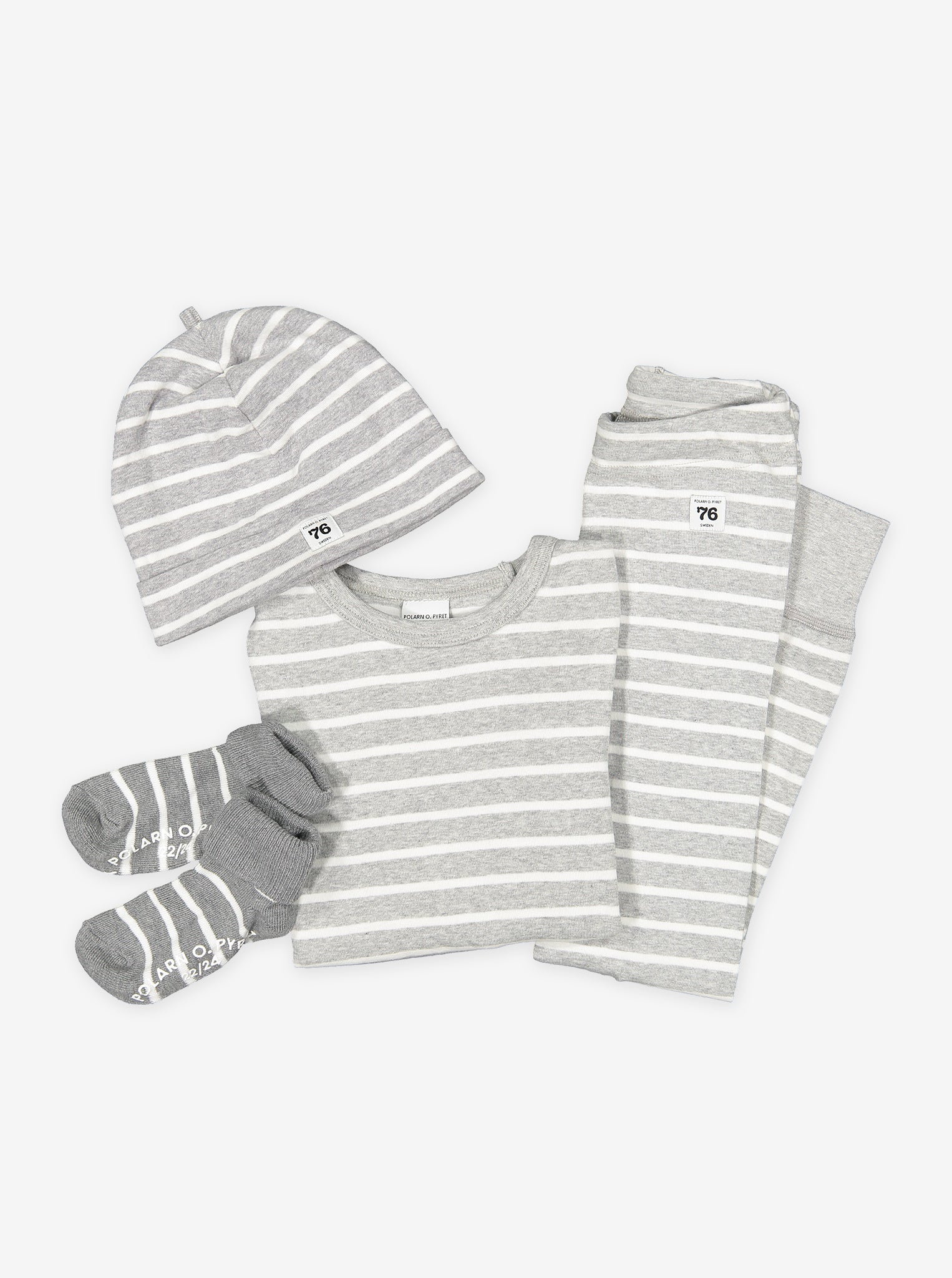 Grey baby top organic cotton, Polarn O. Pyret quality ethical kids clothes