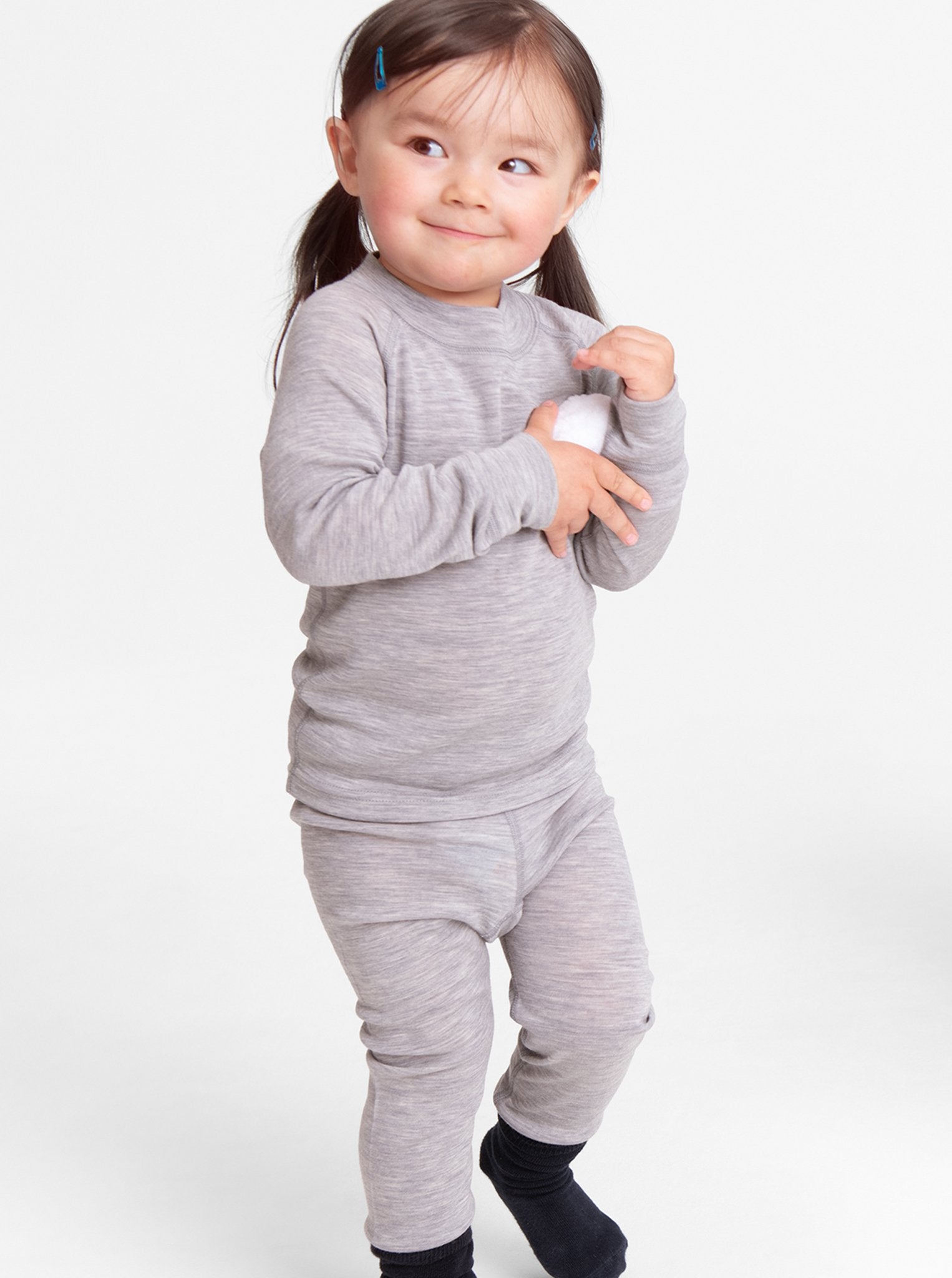 kids merino wool top grey, warm and comfortable, ethical and long lasting polarn o. pyret