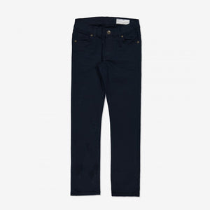 kids indigo navy slim fit jeans made with organic denim, comfortable, stretch, flexible and durable 