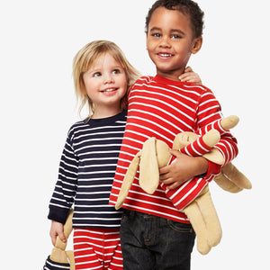 kids wearing polarn o. pyret originals, striped top and leggings, organic cotton quality ethical