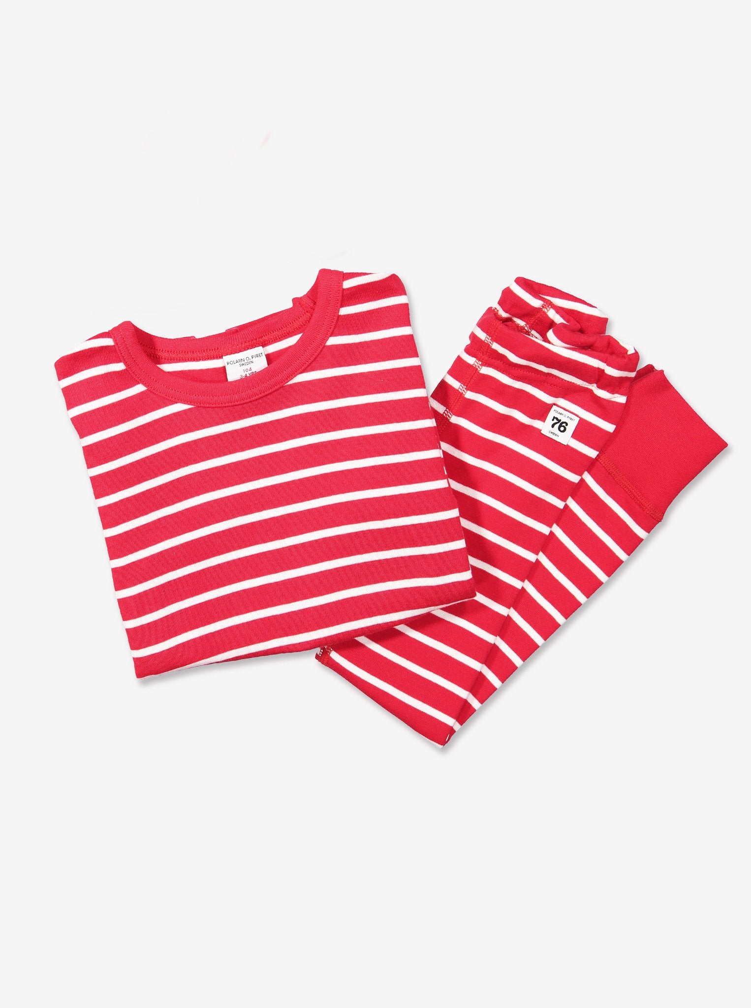 red and white stripes kids leggings and top , ethical organic cotton, long lasting polarn o. pyret quality