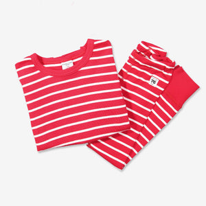 red and white stripes kids leggings and top , ethical organic cotton, long lasting polarn o. pyret quality